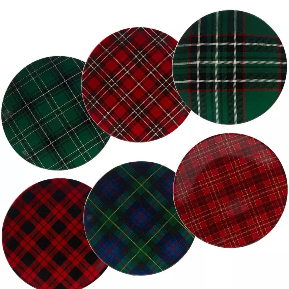Certified International Christmas Plaid 10.75-inch Dinner Red